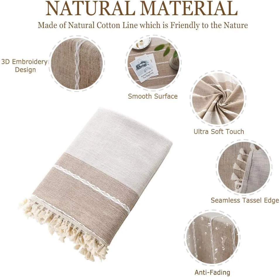 Pahajim Tablecloth Rectangle Tablecloth Table Cover for Outdoor Camping tablecloths Cotton Linen Table Cloths for Kitchen Dining Christmas Table Cloth (Coffee, Square,55 x 55 Inch)