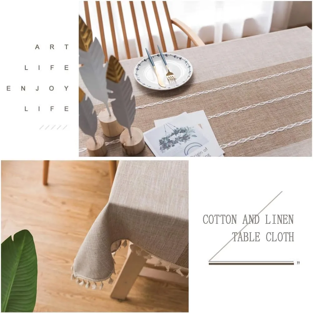 Pahajim Tablecloth Rectangle Tablecloth Table Cover for Outdoor Camping tablecloths Cotton Linen Table Cloths for Kitchen Dining Christmas Table Cloth (Coffee, Square,55 x 55 Inch)