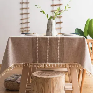Pahajim Tablecloth Rectangle Tablecloth Table Cover for Outdoor Camping tablecloths Cotton Linen Table Cloths for Kitchen Dining Christmas Table Cloth (Coffee, Square,55 x 55 Inch)
