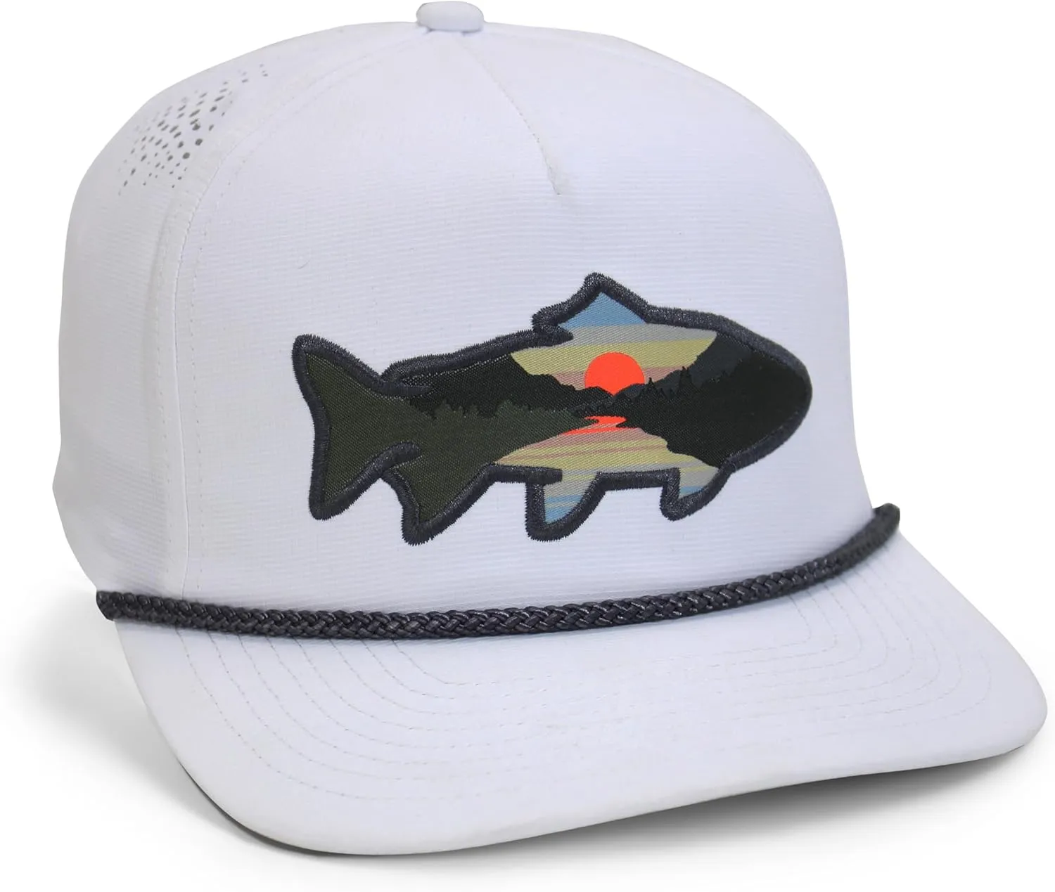 Paramount Outdoors Sunset Trout Fishing Hat Mountain Fish Silhouette Performance Outdoor Hat with Comfort Snapback