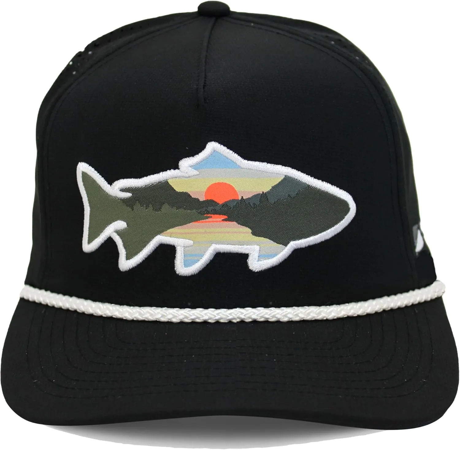 Paramount Outdoors Sunset Trout Fishing Hat Mountain Fish Silhouette Performance Outdoor Hat with Comfort Snapback