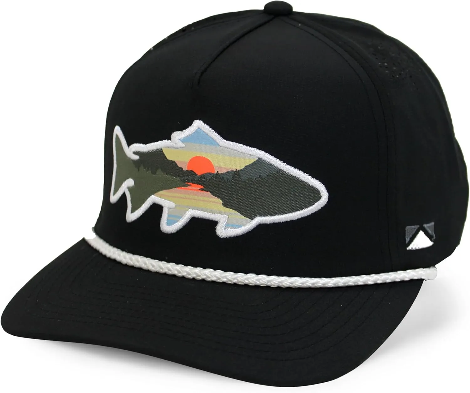 Paramount Outdoors Sunset Trout Fishing Hat Mountain Fish Silhouette Performance Outdoor Hat with Comfort Snapback