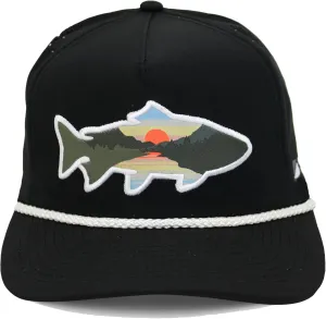 Paramount Outdoors Sunset Trout Fishing Hat Mountain Fish Silhouette Performance Outdoor Hat with Comfort Snapback