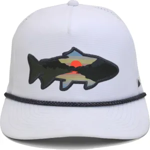 Paramount Outdoors Sunset Trout Fishing Hat Mountain Fish Silhouette Performance Outdoor Hat with Comfort Snapback