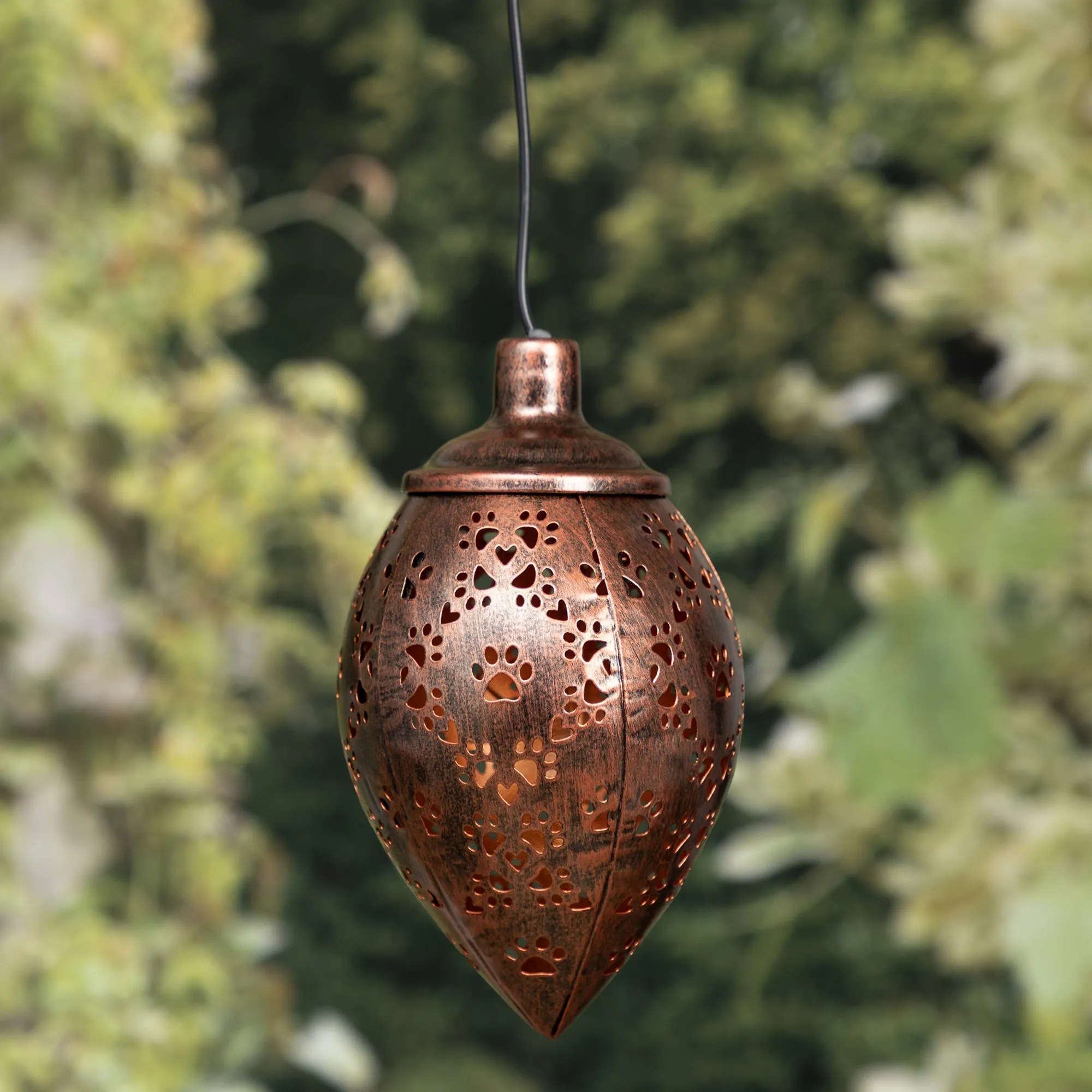 Paws & Hearts Bronze Cutout Hanging Metal Solar Lantern