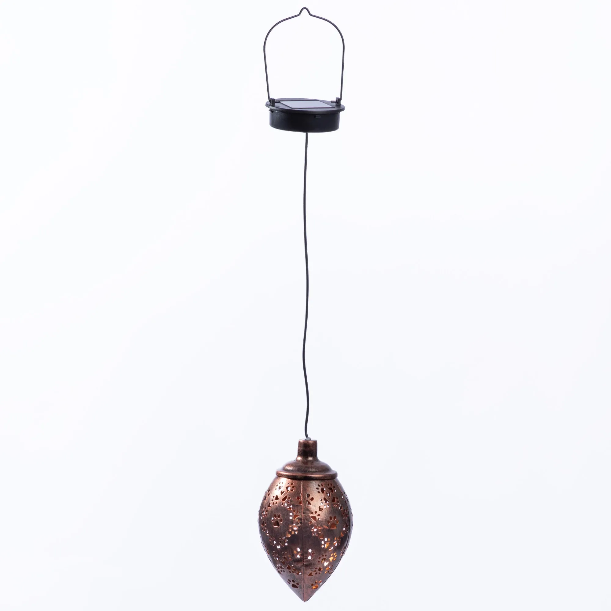 Paws & Hearts Bronze Cutout Hanging Metal Solar Lantern