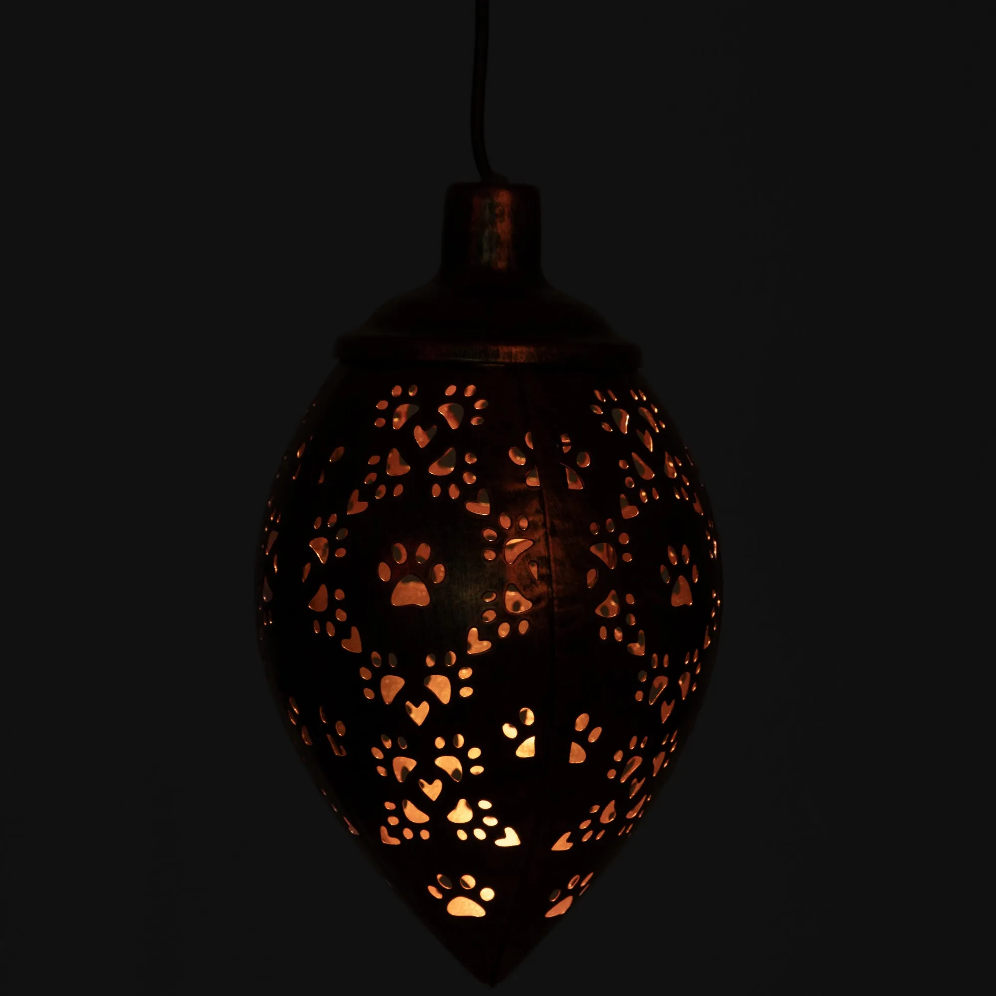 Paws & Hearts Bronze Cutout Hanging Metal Solar Lantern
