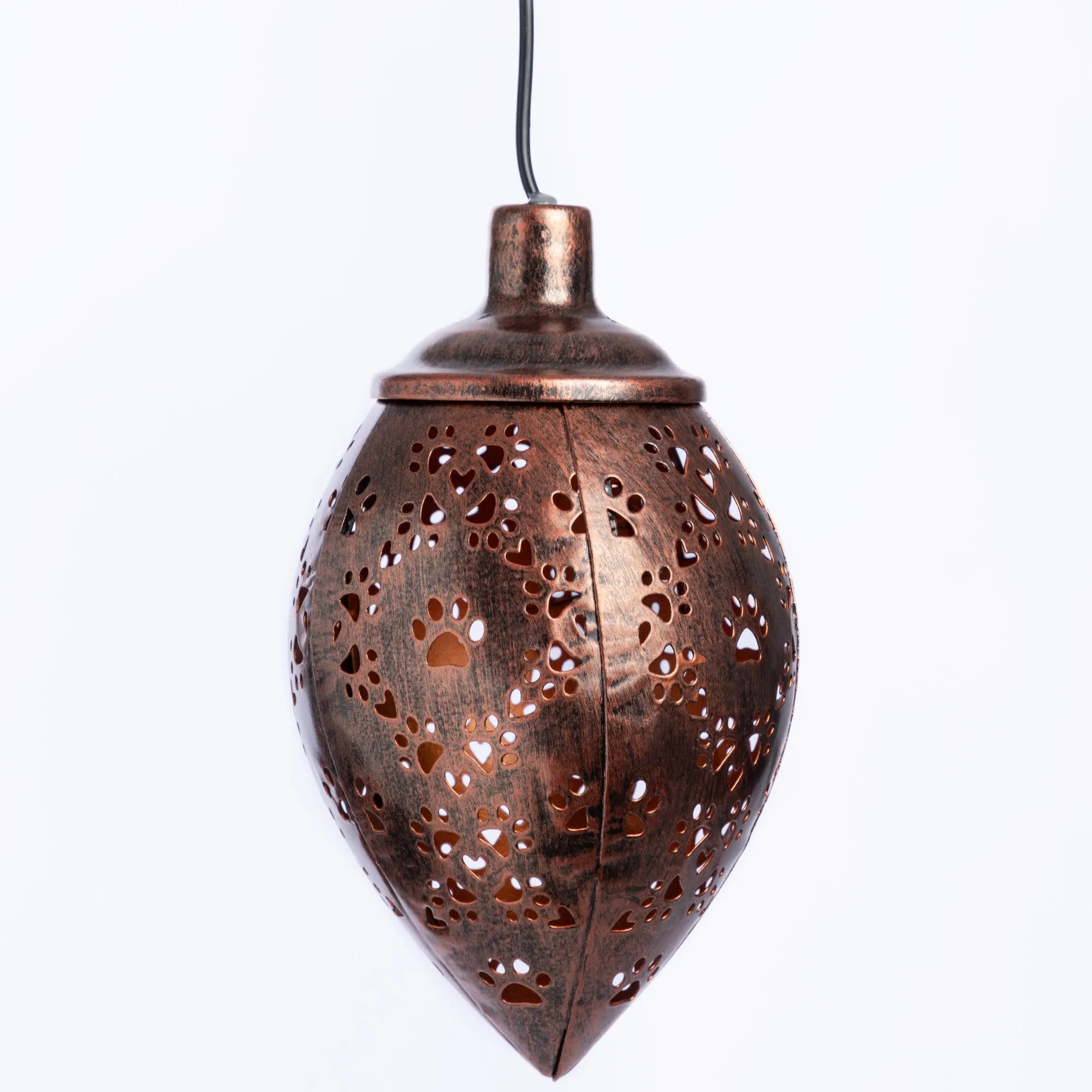Paws & Hearts Bronze Cutout Hanging Metal Solar Lantern