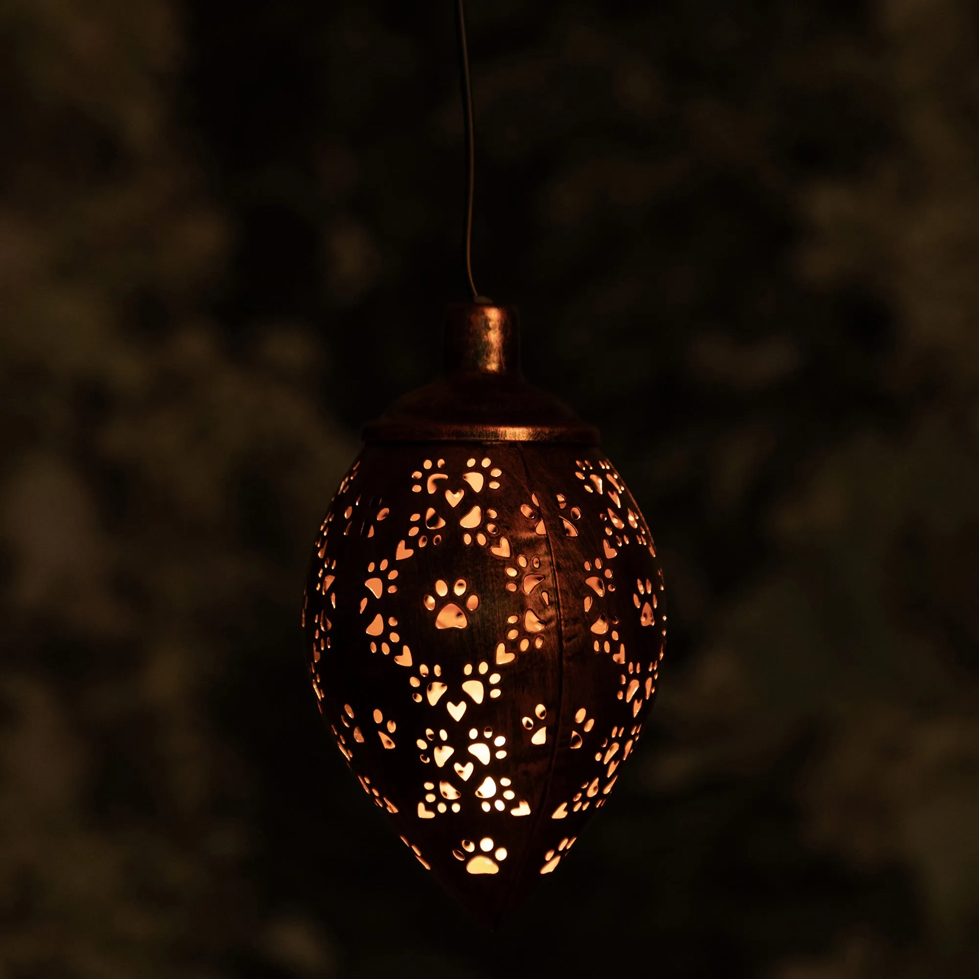 Paws & Hearts Bronze Cutout Hanging Metal Solar Lantern