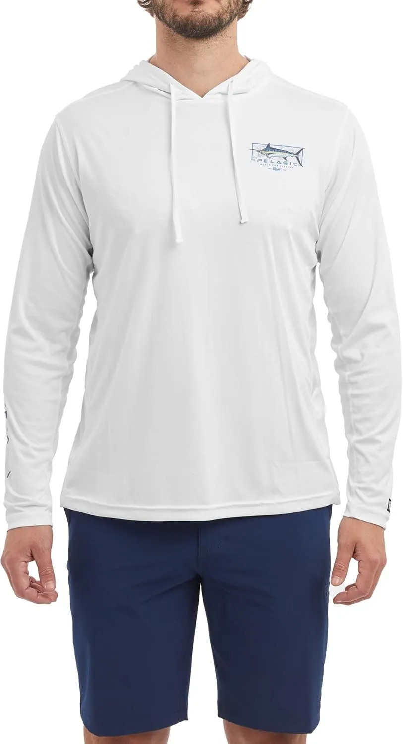 PELAGIC Men's Vaportek Marlin Minds Hooded Fishing Shirt, Long Sleeve, UPF 50  Protection, Ventilated and Lightweight