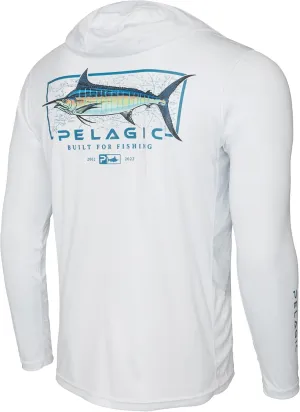 PELAGIC Men's Vaportek Marlin Minds Hooded Fishing Shirt, Long Sleeve, UPF 50  Protection, Ventilated and Lightweight