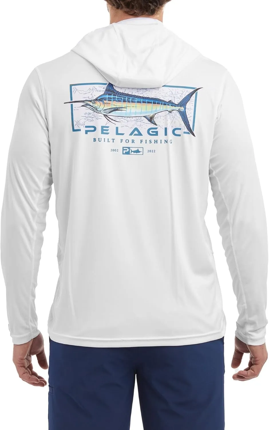 PELAGIC Men's Vaportek Marlin Minds Hooded Fishing Shirt, Long Sleeve, UPF 50  Protection, Ventilated and Lightweight