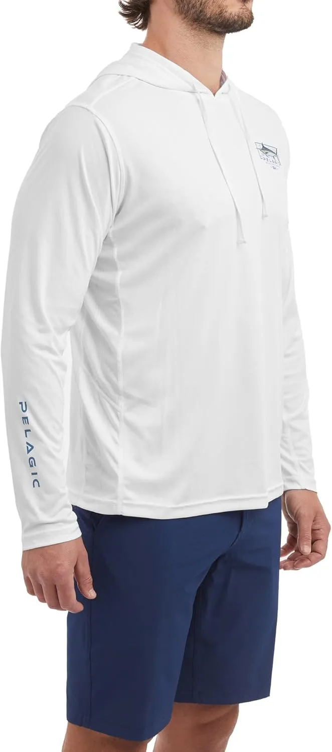 PELAGIC Men's Vaportek Marlin Minds Hooded Fishing Shirt, Long Sleeve, UPF 50  Protection, Ventilated and Lightweight