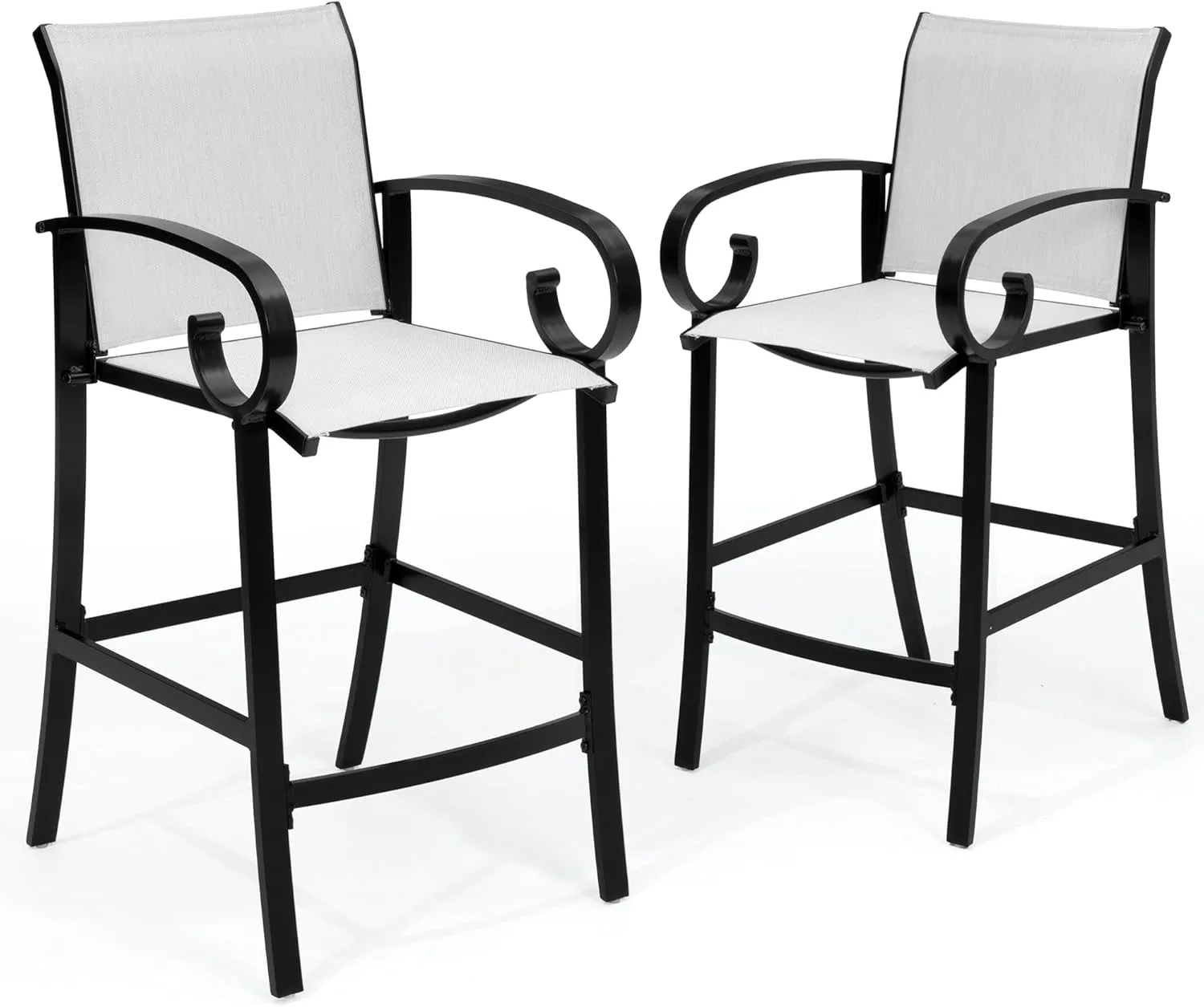 Pellebant Sunbrella Outdoor Bar Stool Set of 2 - Aluminum Bar Height Chairs 27.7'' Tall Patio Stools for Deck, Porch, Pool, Garden, Augustine Ashe