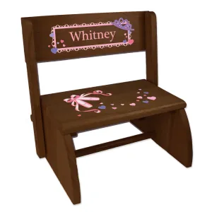 Personalized Ballet Princess Child's Espresso Flip Stool