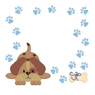 Personalized Blue Puppy Child's Espresso Flip Stool