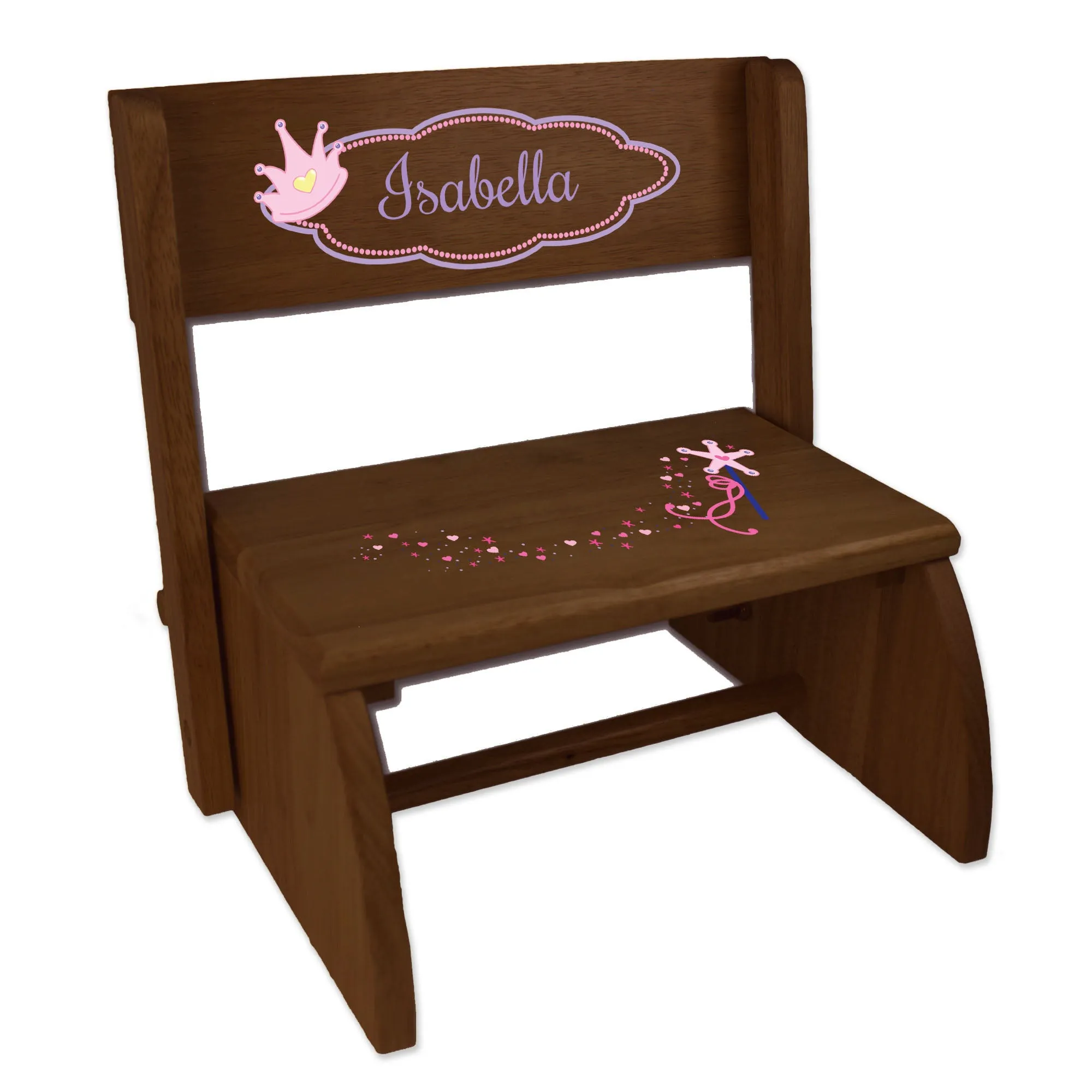 Personalized Fairy Princess Child's Espresso Flip Stool