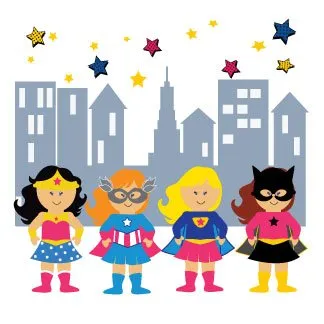 Personalized Girls Superhero Child's Espresso Flip Stool
