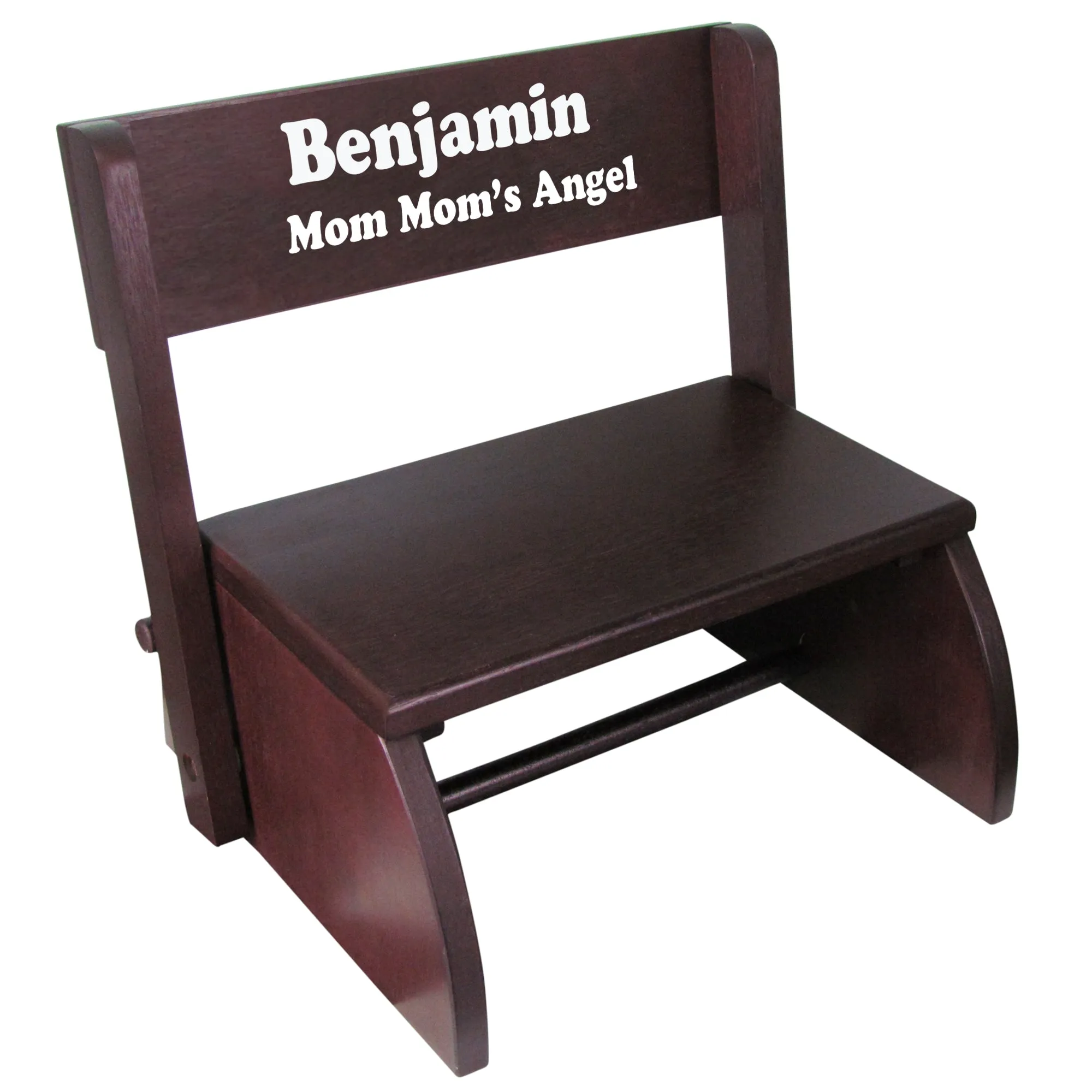 Personalized Name Only Espresso Flip Stool