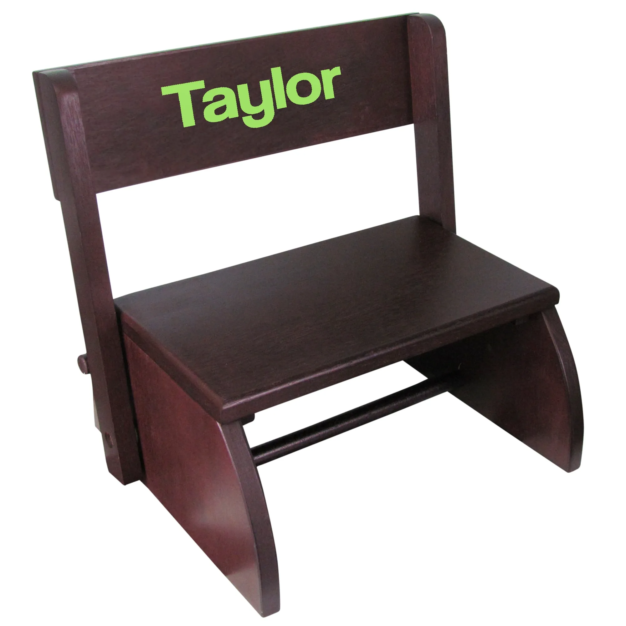 Personalized Name Only Espresso Flip Stool