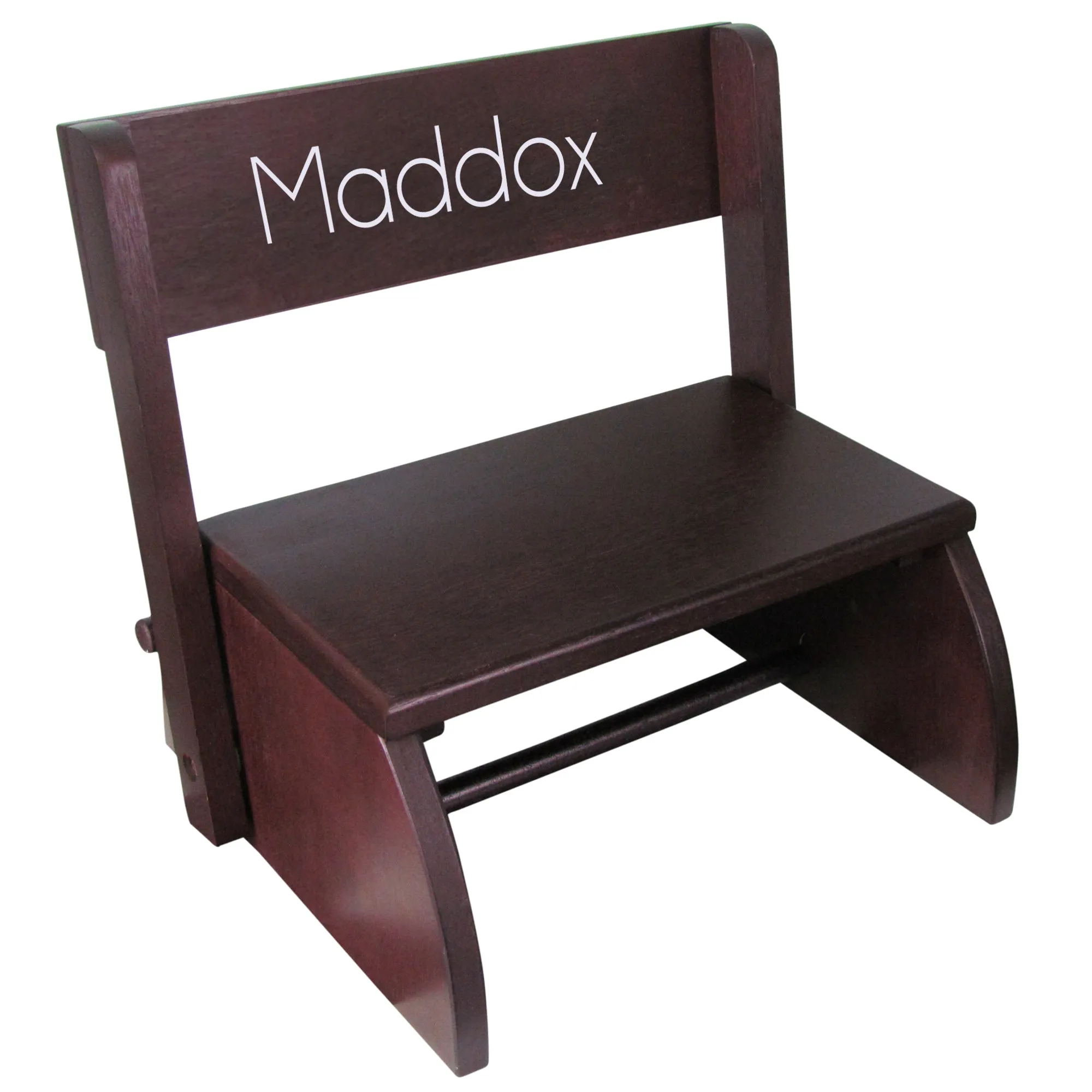 Personalized Name Only Espresso Flip Stool