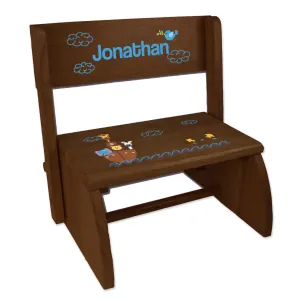 Personalized Noah's Ark Child's Espresso Flip Stool