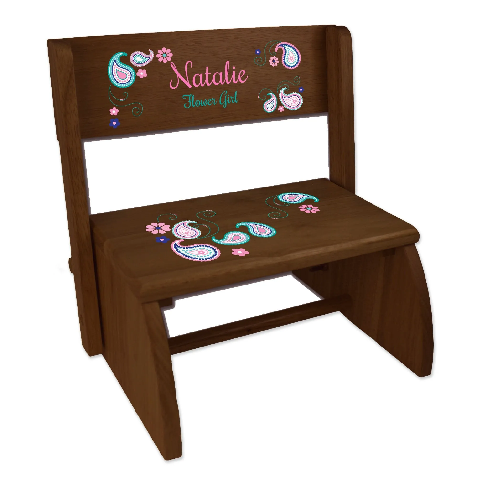Personalized Princess Castle Child's Espresso Flip Stool