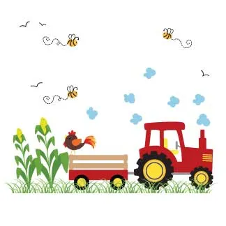 Personalized Red Tractor Child's Espresso Flip Stool