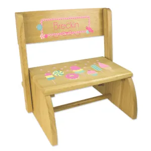 Personalized Sweet Treats Natural Flip Stool