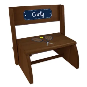 Personalized Tennis Child's Espresso Flip Stool