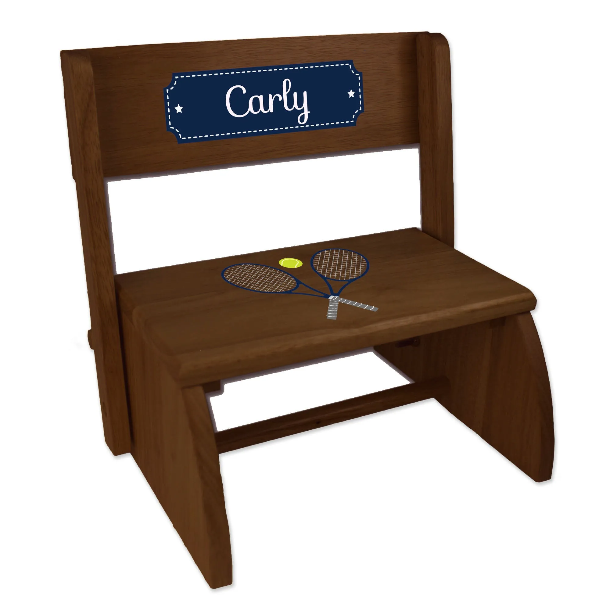 Personalized Tennis Child's Espresso Flip Stool