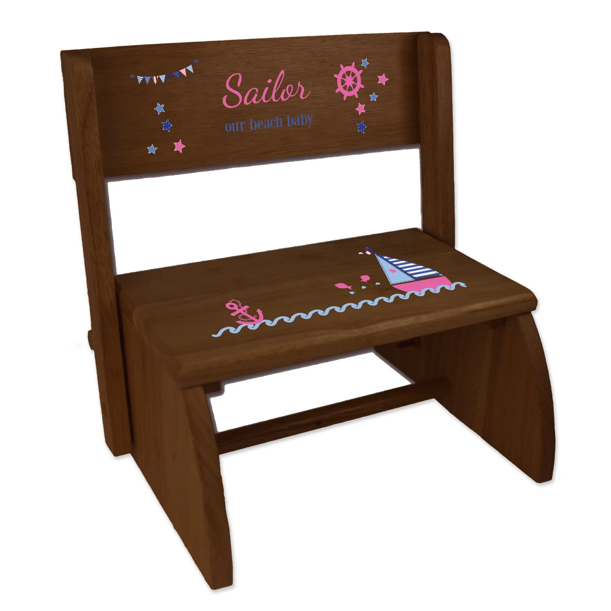 Personalized Train Child's Espresso Flip Stool