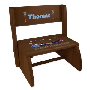 Personalized Train Child's Espresso Flip Stool