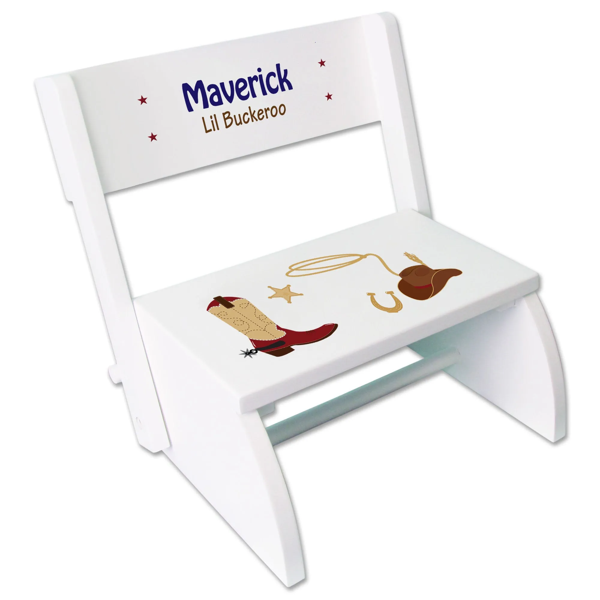 Personalized Wild West White Flip Stool