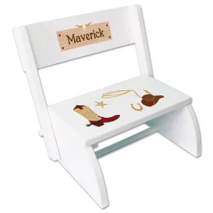Personalized Wild West White Flip Stool