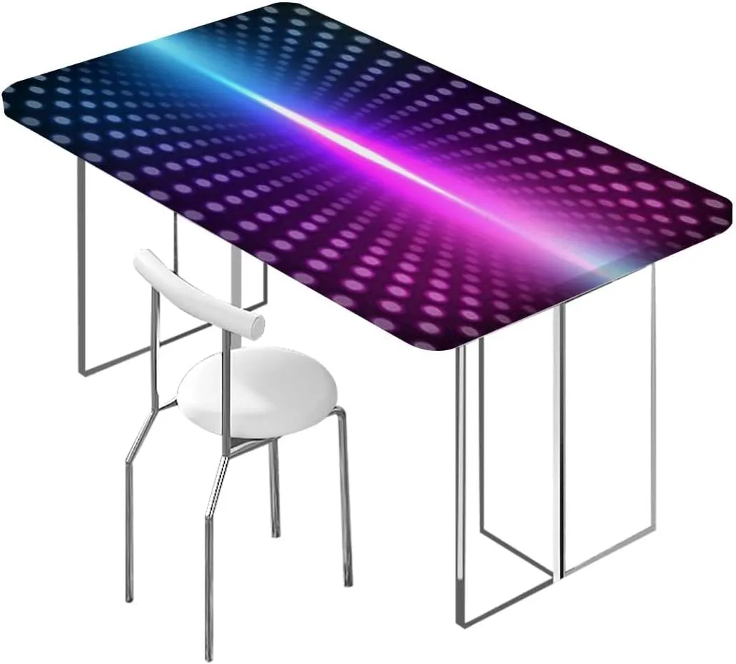 Pink Blue Elastic Fitted Picnic Table Cover Gradient Little Geometric Fractal Triangle Tablecloth ?Suitable for Camping Party and Picnic Abstract Fits up 5 Foot Tables