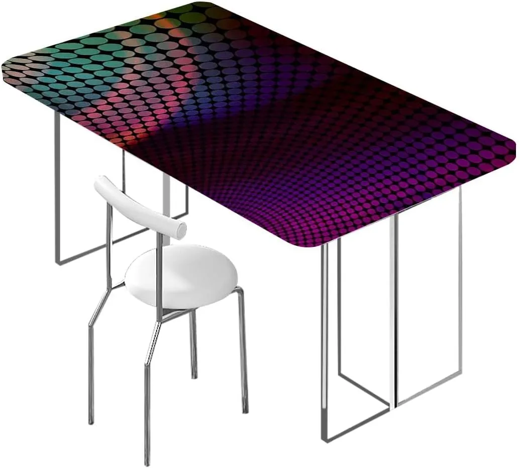 Pink Blue Fitted Tablecloth Gradient Little Geometric Fractal Triangle for Indoor 0utdoor Dinning Patio Table Abstract Fits up 5 Foot Tables