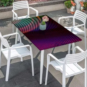 Pink Blue Fitted Tablecloth Gradient Little Geometric Fractal Triangle for Indoor 0utdoor Dinning Patio Table Abstract Fits up 5 Foot Tables
