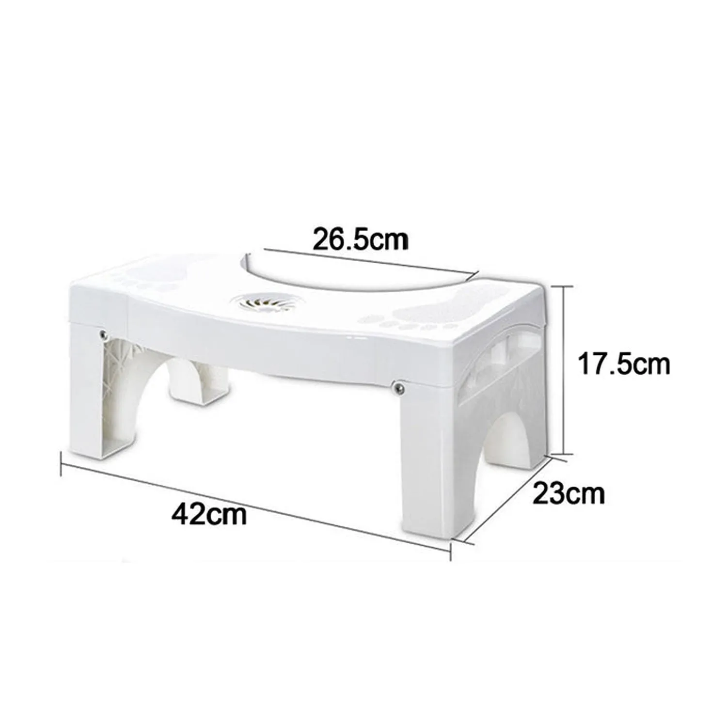 Plastic Non-Slip Folding Toilet Squat Stool - White Color