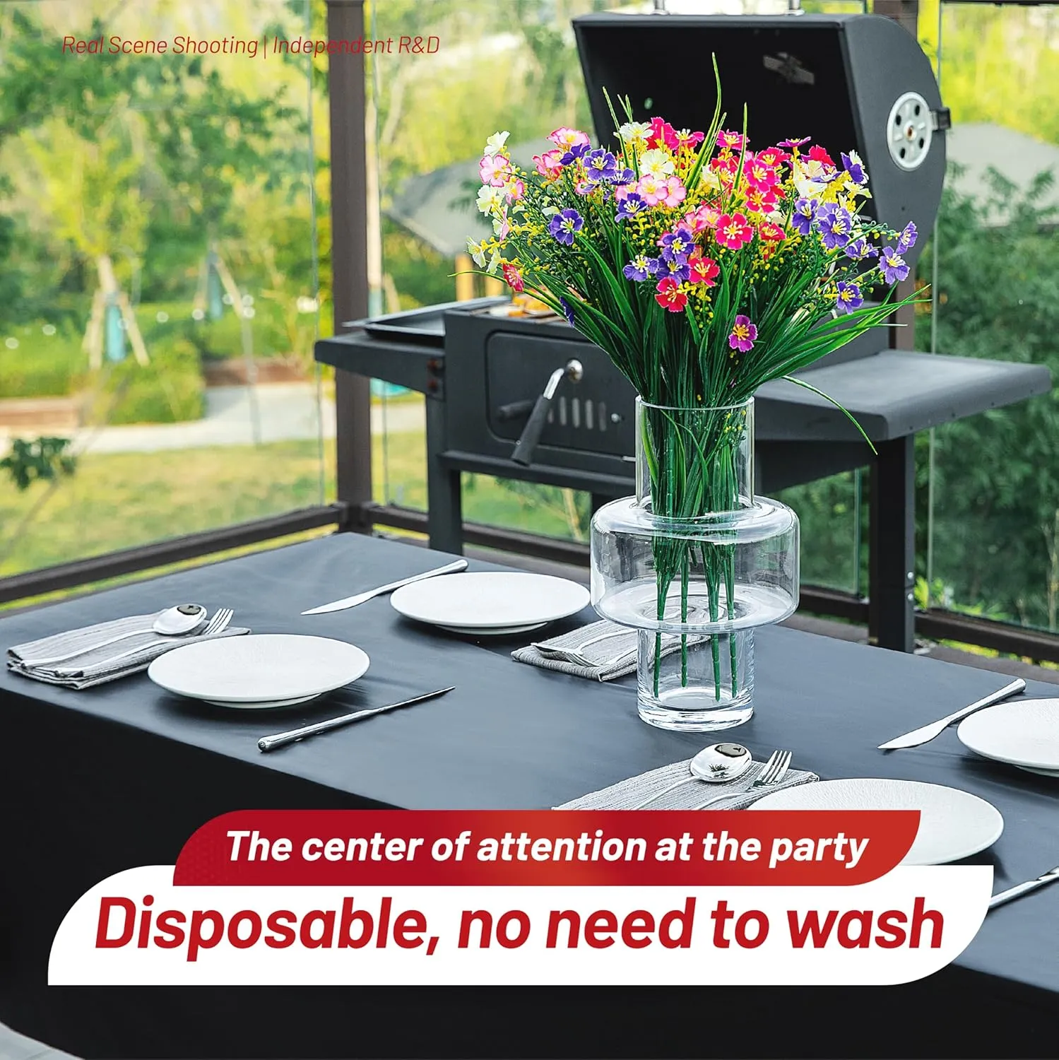 Plastic Table Cloth Disposable, 10 Packs Disposable Tablecloth 54 X 108 Inch Black Plastic Tablecloth for Rectangle Tables Tougher PEVA Table Cover for Party Decorations Picnic Dining Birthday