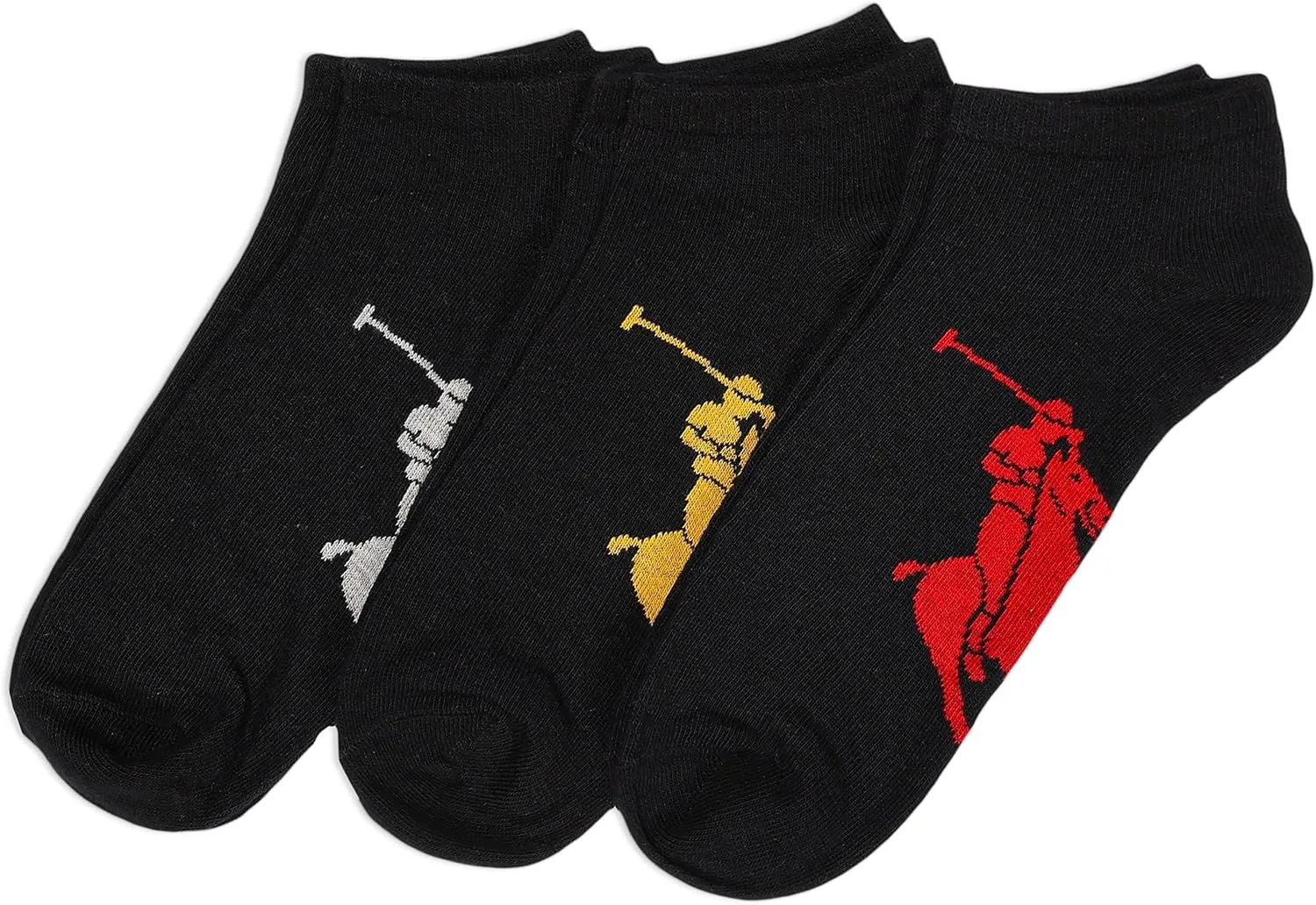 POLO RALPH LAUREN Classic Sport Big Pony Low Cut Socks - 3 Pair Pack - Soft and Lightweight Cotton Comfort