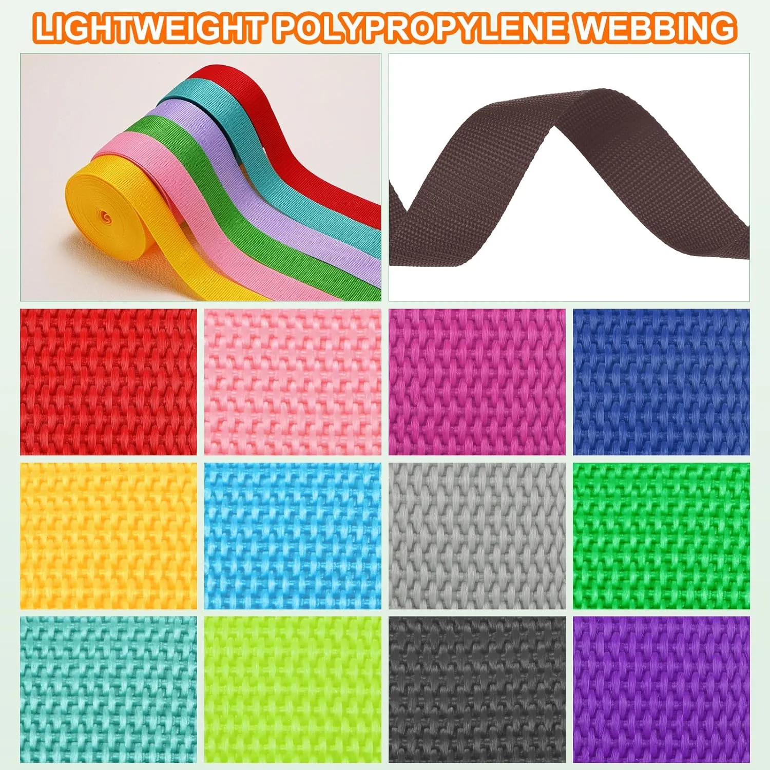Polypropylene Webbing, 25 Yards 1.5 Inch Durable Poly Strapping Poly Webbing Strapping for Indoor/Outdoor DIY Gear Repair/DIY Crafting/Furniture/ [Brown]