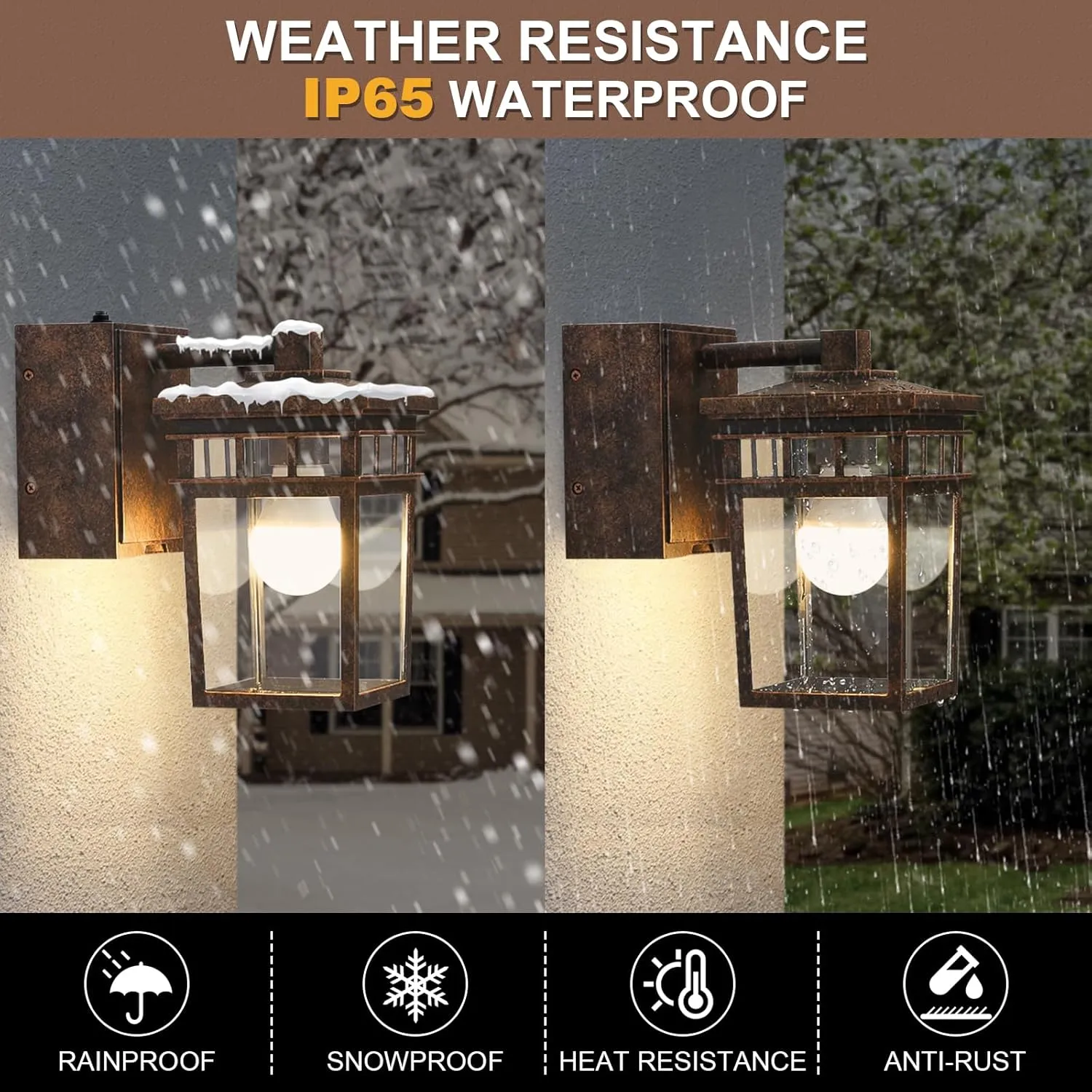 Porch Light with GFCI Outlet, Dusk to Dawn Outdoor Lighting with Aluminum Frame and Clear Glass Shade, Waterproof Wall Sconce Outside Lights for House Garage Front Door, Bulb Included(Antique Bronze)