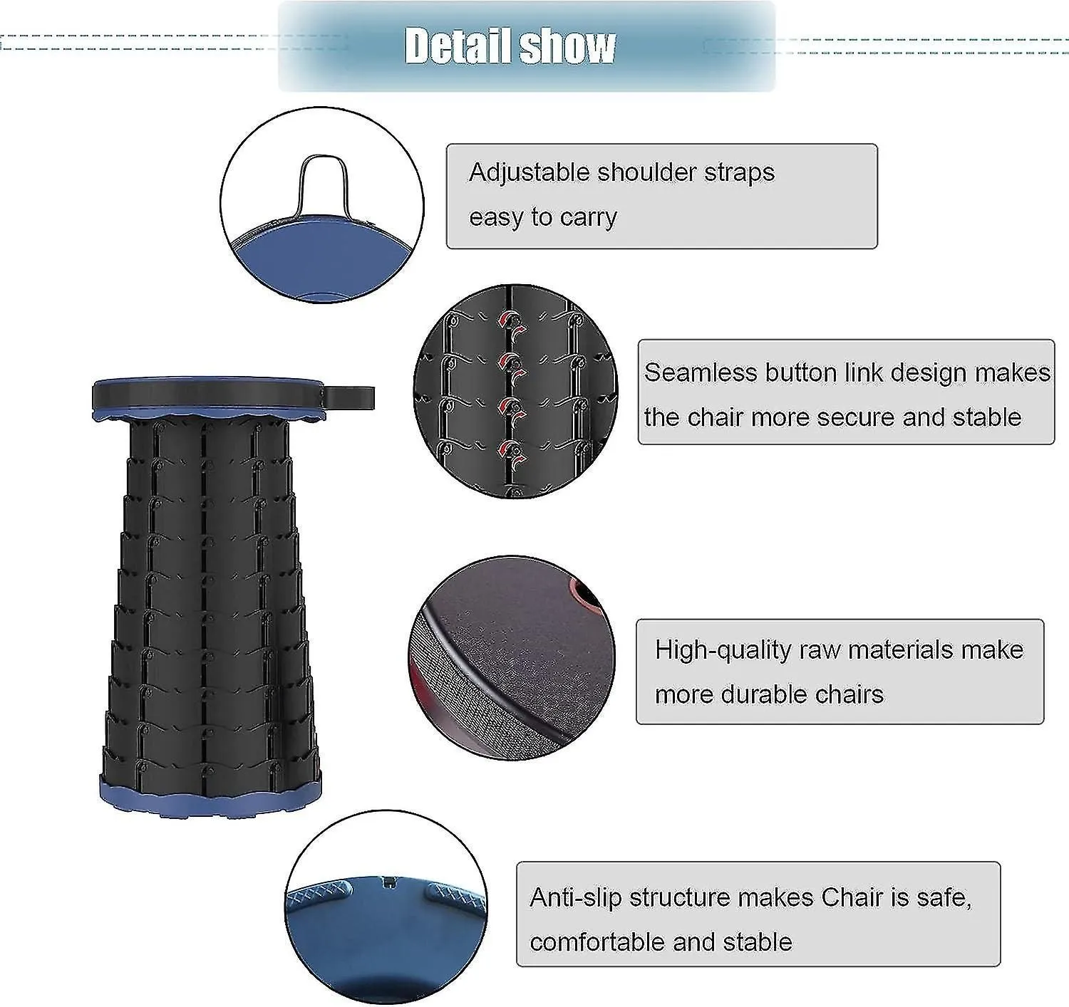 Portable Collapsible Telescoping Stool Folding Stool With Load Capacity 150kg
