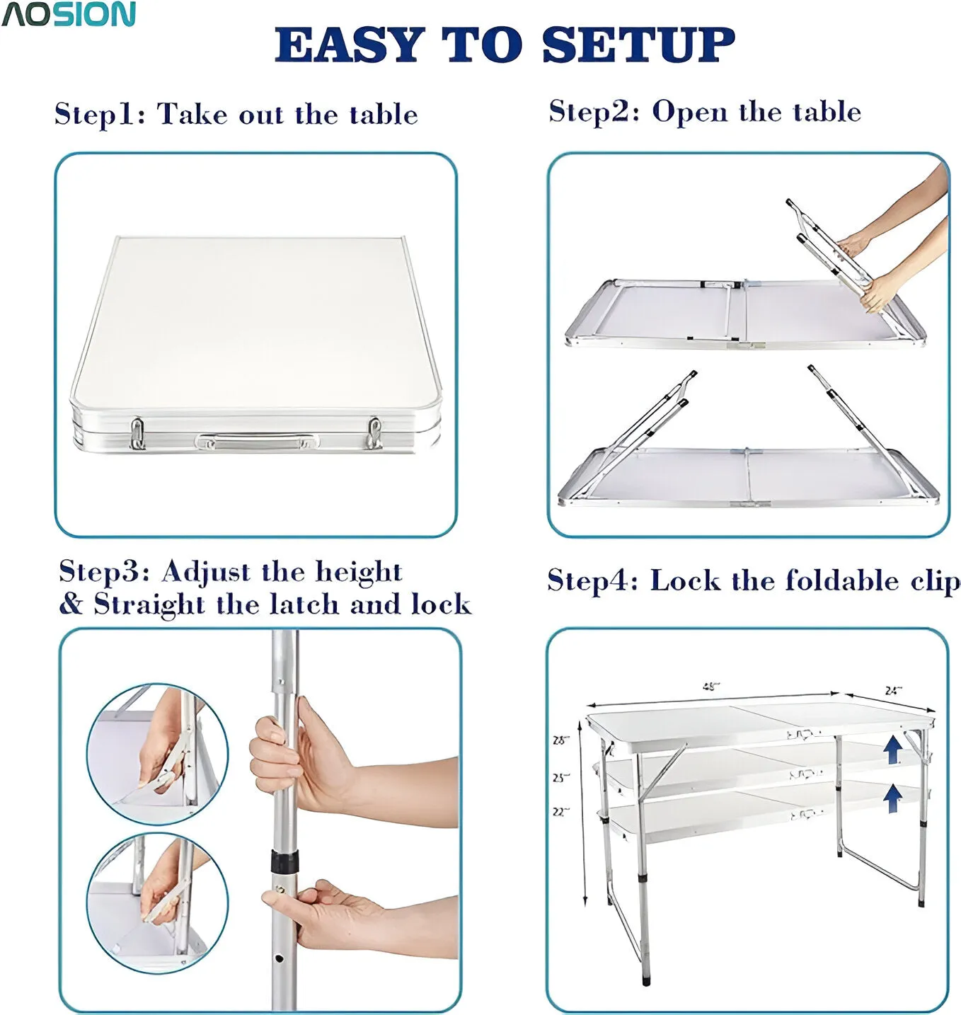 Portable Folding Camping Table with 4 Stools and Umbrella Hole
