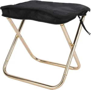 Portable Folding Stool Aluminum Alloy Folding Stool Camping Chair Seat Outdoor Camping BBQ Hiking Stool Golden