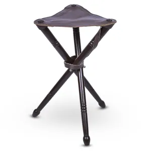 Portable Natural Wood Tripod Stool with Leather Seat