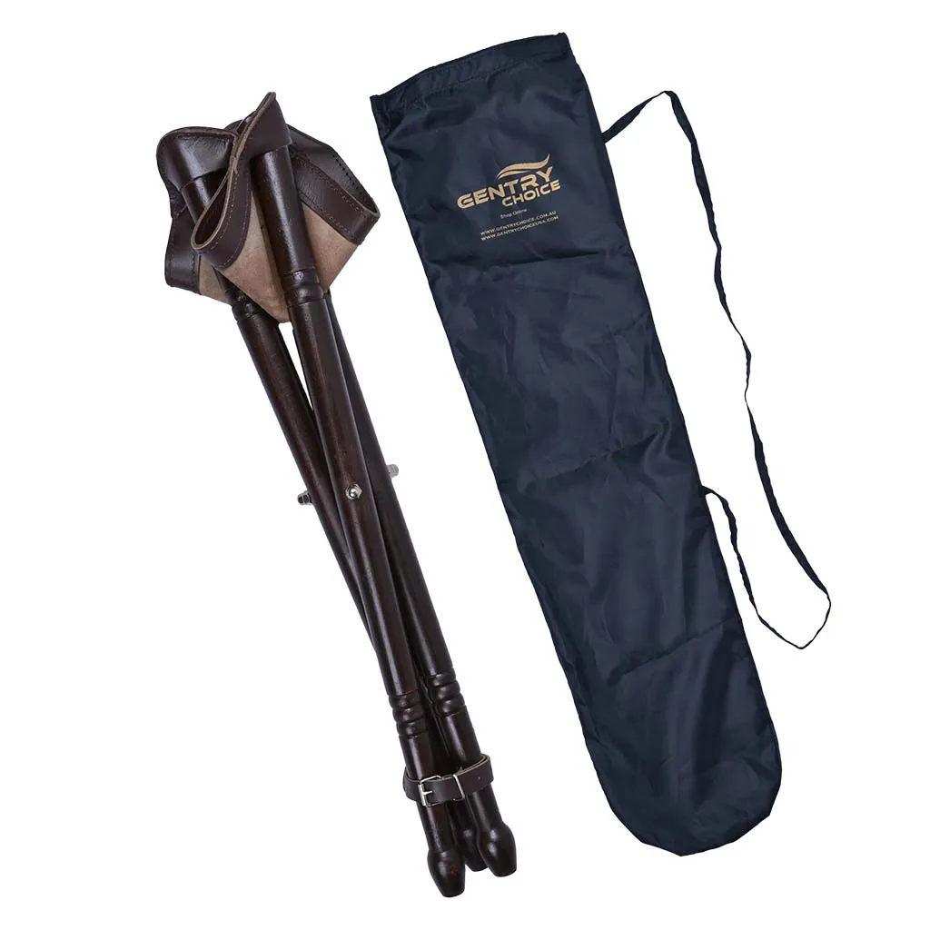 Portable Natural Wood Tripod Stool with Leather Seat