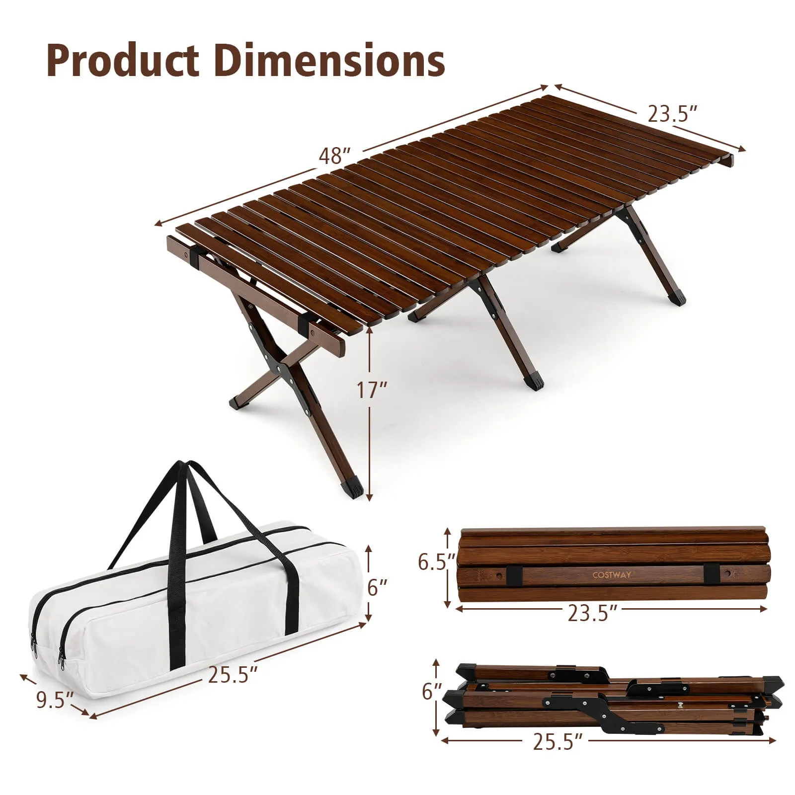 Portable Picnic Table with Carry Bag for Camping and BBQ