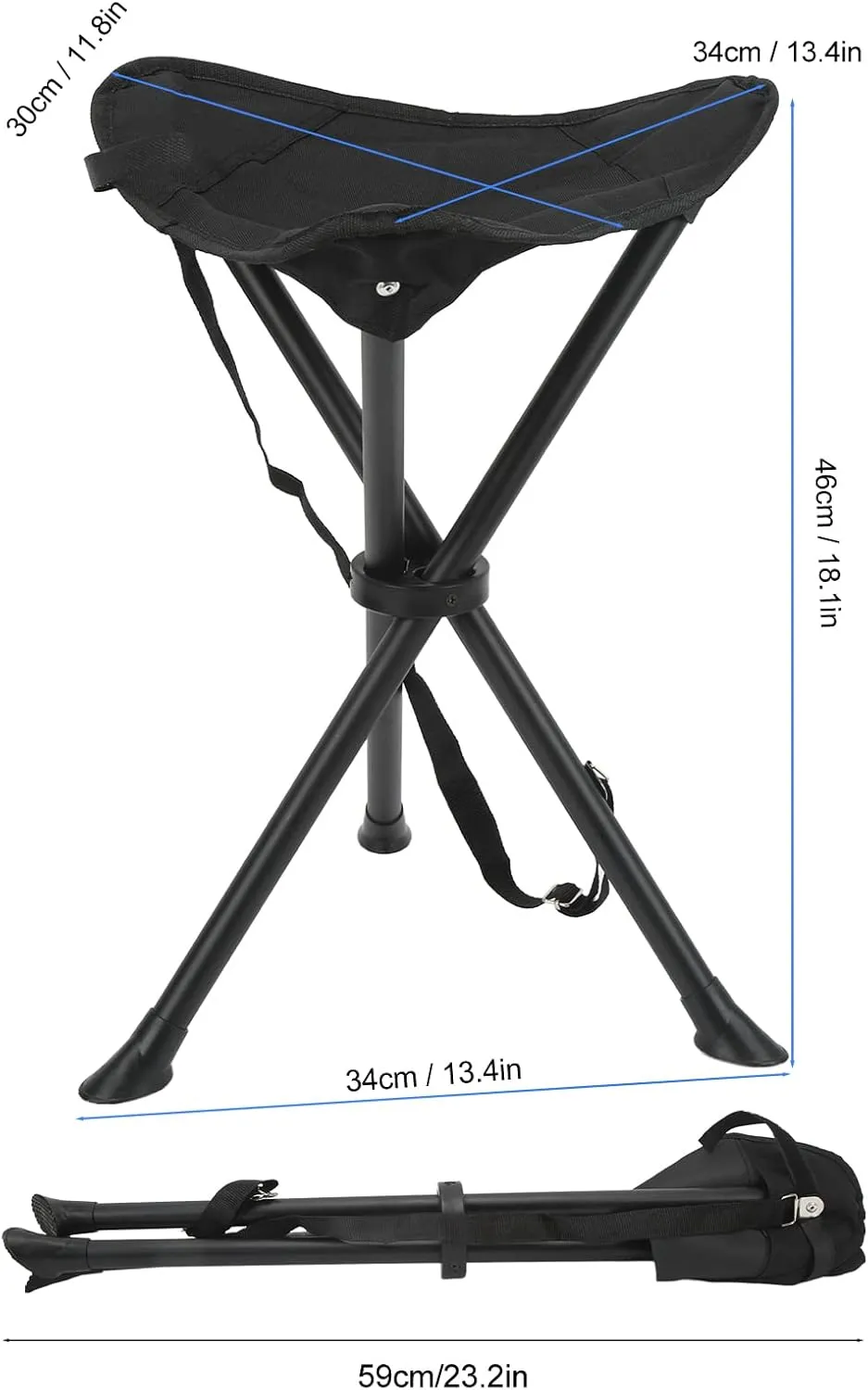 Portable Seat, Oxford Cloth Camping Stool Portable Chair with High Stability for Outdoor Fishing (Black)